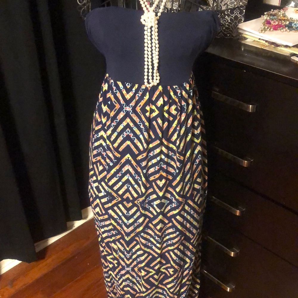 Strapless multi color dress